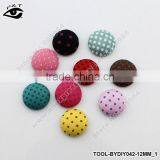 12mm Semicircle Polka-dot Printing Covered Buttons Flatback Fabric Button Accessories for Craft thumbnail-1
