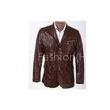 Customized Size 46, Size 50, Black / Dark Red and Knitting Mens PU Leather Blazers