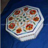 Decorative Marble Jewellery Box Inlay Work Handmade For Home Decor Arts Crafts