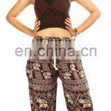 Drawstring Elephants Stamp Pattern Boho Baggie Ginnie Yoga Aladin Thoursers Pants thumbnail-3