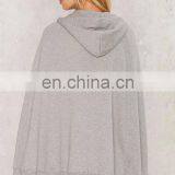 Cool Gray Front Zip Closure And Pockets Poncho Jacket thumbnail-3