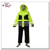 reflective piping polyester trekking rainsuit with sewing