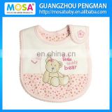 High Quality Embroidery Cute Cartoon Bear Baby Bib Baby Burp Cloths 100% Cotton