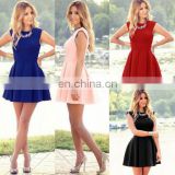 2017 Summer casual dress hot sell midi dress high waist dress with sleeveless for women