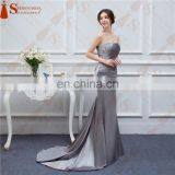 Silver Gray Bridesmaid Dresses Long Silk Satin Mermaid Shining Crystals Beaded Cheap Brides Maid Of Honor Real Photos Free Ship thumbnail-4
