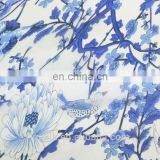 Printed 100% Silk Chiffon With White Background and Blue Drawing thumbnail-2