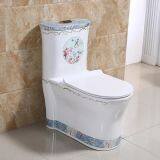 Hotel China wc Ceramic Western Blue Decoration Good Quality Popular Used Siphonic One Piece Toilet With Soft Cover