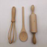 3 Pieces Wooden Tools for Kitchen,Contains Spoon,Whisk and Rolling Pin