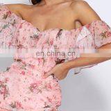 New Arrivals 2020 Women Backless Off Shoulder Floral Dress Lady Mini Print Casual Summer Dresses thumbnail-4