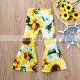 2019 Newest Arrival Kids Sunflower Printing Bell Bottom Pants Baby Floral Trousers Wholesale thumbnail-2