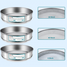 304 Edelstahl-Sieb für Laboratorium, 40 Mesh 0,45 mm, 18 Mesh 1 mm, 6 Mesh 3,5 mm Porengröße Prüfsieb, 7,9 Zoll (20 cm) thumbnail-2