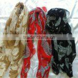 Ecru Base Leopard Printed Scarf Stock Animal Scarf Stock Scarf thumbnail-1