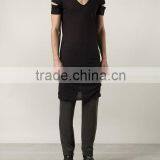 Bulk Wholesale t Shirts With Deep V-neck Design&extra Long Tshirt for Man thumbnail-2