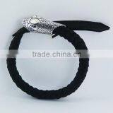 Braided Leather 925 Silver Snake Head Clasp Shell Bracelet thumbnail-1