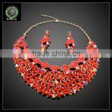 Western Fashion Jewellery Fancy Gold Plated Zinc Alloy Rhinestone Statement Necklace Turkish Jewelry Set KHK735 thumbnail-1