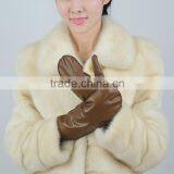 Brown Color Fashion Leather Ladies/ Women Dresses Leather Mitten thumbnail-1