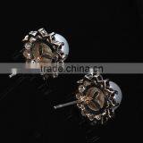 High Qulity Big Round Pearl WithZircon Gold Plated Stud Sterling-Silver-Jewelry Earrings Elegant Fashion Bijoux Jewelry thumbnail-6