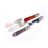 Beautiful 5 pcs Clear Quartz/Ametyst/Rose Quartz/Lapis Lazuli/Carnelian Silver Jewelry Necklace Pendant