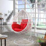 New Trendy Indoor Outdoor Bedroom Balcony Resin Plastic PVC PE Rattan Wicker Single Seat Swing Chair thumbnail-2