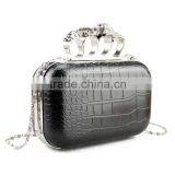 Handcee Purple RHINESTONE Ring Ladies Evening Clutch Bag With Skull thumbnail-2