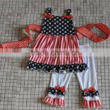 2016 Wholesale Toddler Girls Chevron Star Polka Dot Child Sleeveless 4th of July Boutique Sets thumbnail-6