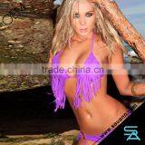 Blue Strappy Tassel Bralette Bikini Top & Underwear thumbnail-6