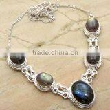 Genunie Labradortie & .925 Sterling Silver Necklace Jewelry Wholesale Jewellery thumbnail-1