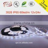 60led/m led strip smd3528 waterproof IP65 ww cw 12V24v