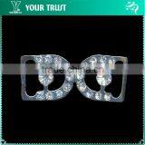 6MM 4MM 2MM Clear Cystal Rhinestone Wedding Garment Rhodium Metal Pair Buckle thumbnail-2