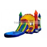 Rainbow Inflatable Bouncy Castle, Commercial Inflatable Jumping Castle with Water Slide