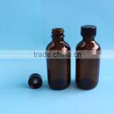 High Quality Wholesale 60ml Round Glass Bottle With Black Cap, 2oz Glass Round Bottle