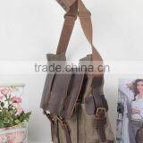 Vintage Canvas Shoulder Bag With Leather Trim thumbnail-2