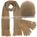 Knit Beret Hat Scarf & Glove Set01 thumbnail-1