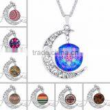 2016 Silver Plated Color Women Glass Cabochon Pendant Necklace Wholesale thumbnail-1