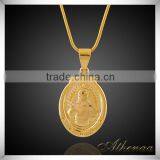 Gold Plated Polished Finish Jewelry Daily Wear Brass Round Pendant thumbnail-1