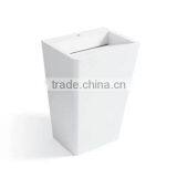 SGS Acrylic Solid Surface Cabinet Bathroom Pedestal Wash Basins,,Artificial Stone Freestanding Washing Basin thumbnail-1