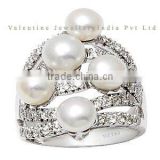 pearl and diamond rings, white diamond