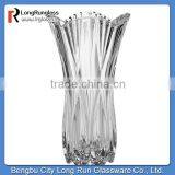 LongRun Top Grade Sword Carved Pattern Wedding Centerpiece Vases Wholesale Glassware thumbnail-1