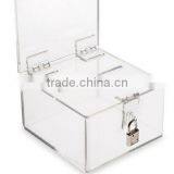 Source One Premium Clear Acrylic Display Donation Box - Ballot Box - Ticket Box - Suggestion Box - Locking Box (H-239) thumbnail-2