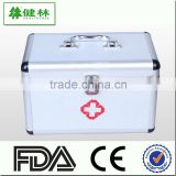 2015 alumnium duplex soft-filled sheeting empty emergency first aid box /bag with lock and sponge and shoulder straps
