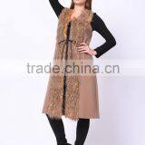 2016 PRETTY STEPS Winter Collections New Woman's Long Slim Feather Sleeveless Coat thumbnail-3