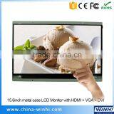 15.6 Inch 1080p Vga Lcd Monitor 12 Volt Digital Signage Touchscreen Monitor