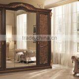 Solid Wood Golden Color Five Door Wardrobe/Luxury Italian Bedroom Furniture(MOQ=1 SET) thumbnail-1