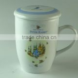 300ml Lovely ceramic coffee mug,milk mug with cap for promotion