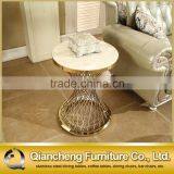 Modern Marble Top Corner Cheap Side Table With Golden Stainless Steel