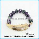 Fashion Stone Beads Bracelet With Metal Leaf Charm thumbnail-5