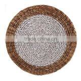 Placemat Round Waterhyacinth White & Natural Border 38CM thumbnail-1