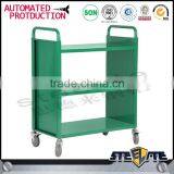 Cold Rolled Steel Plate Library Furniture 3 Tier Book Trolley Mobile Double Sided Books Cart thumbnail-2
