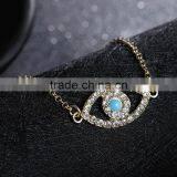 Rhinestone Evil Eye Charm Gold Chain Bracelet thumbnail-4