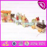 New Intelligence Promotional Children Wooden Pull Blocks Train Toy W05C017 thumbnail-3